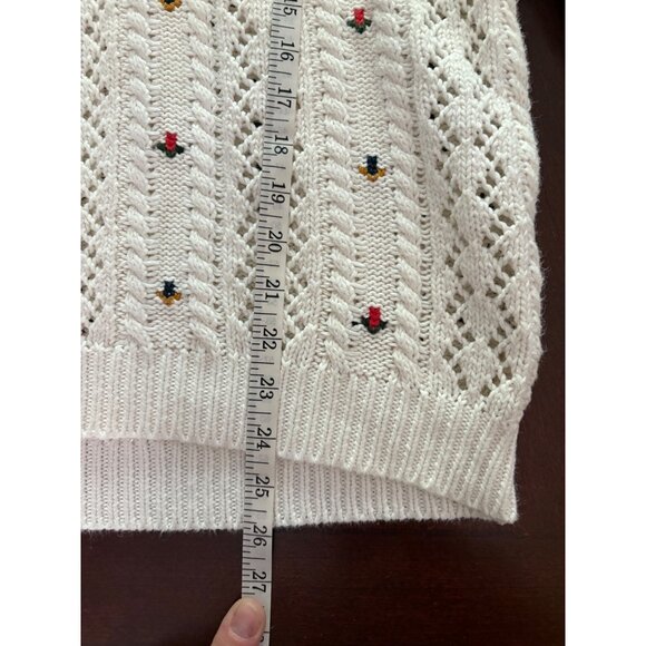 Vintage 90s Cottagecore Liz Sport Floral Embroidered Sweater Size Small - Picture 13 of 14